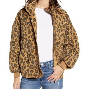 Blank NYC Golden Leopard Quilted Bomber Jacket
